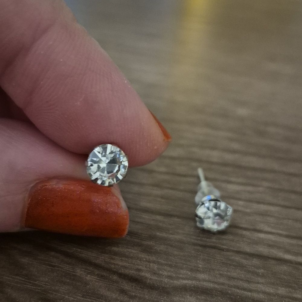 Round Zirconia Prong Stud Earrings set of 12 pairs Silver